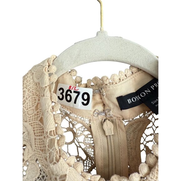 NWT Boston Proper Sheer Lace Belted Button Front Dress Women's 8 Beige - Picture 13 of 14